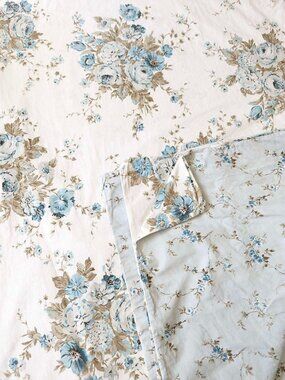Simply Shabby Chic King Duvet Cover Aqua Rose Floral Reversible 100% Cotton